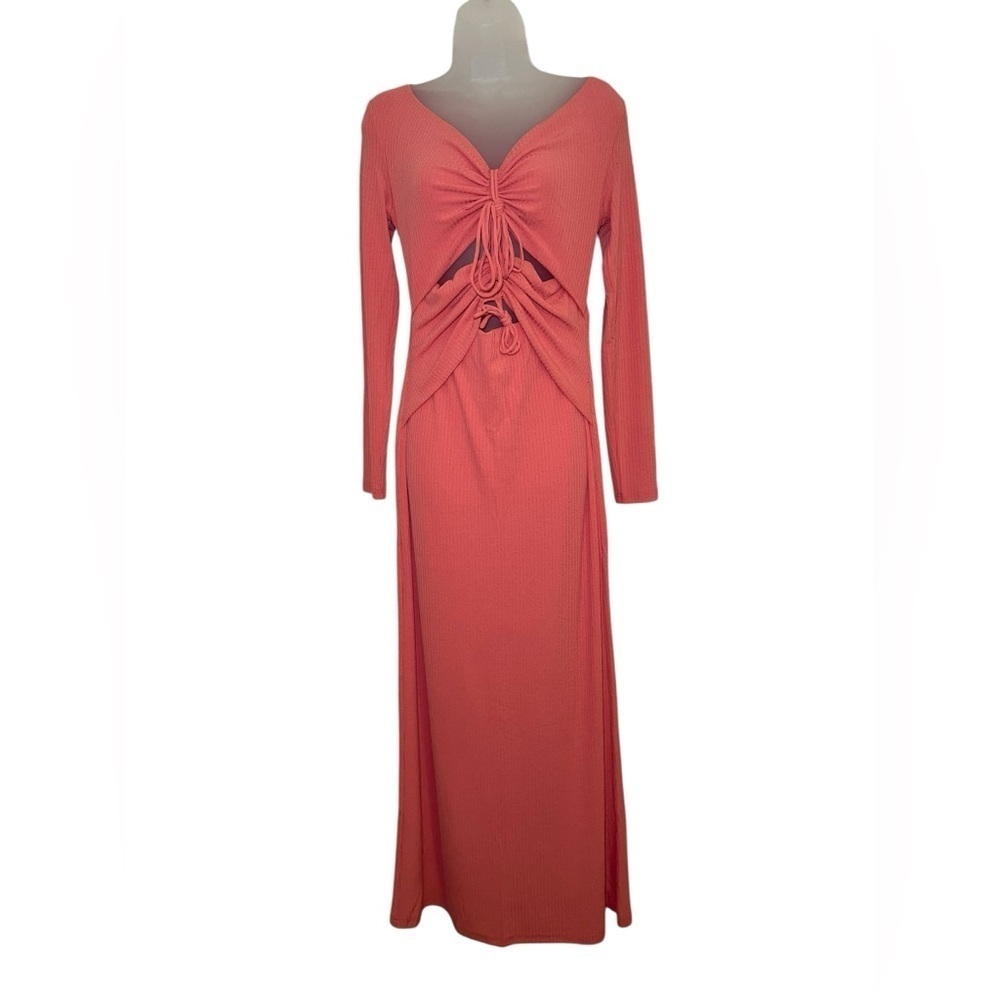 Significant Other Marie Dress Watermelon Pink Cutout Long Sleeve 8 - Picture 3 of 7